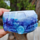 Resin 70's Bus - Purple, Turquoise and White Marbled