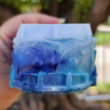 Resin 70's Bus - Purple, Turquoise and White Marbled