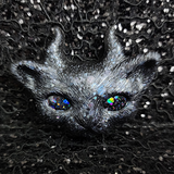Resin Cat with Horns Magnet - Black Holographic