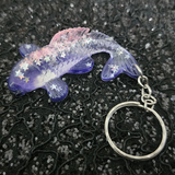 Resin Koi Fish Keychain - Purple with Star Glitter
