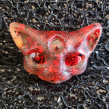 Resin 3 Eyed Cat - Orange with Black and Red Flakies