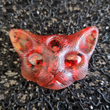 Resin 3 Eyed Cat - Orange with Black and Red Flakies