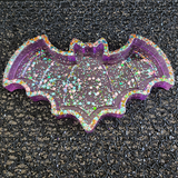 Resin Bat Tray - Purple with Multicolor Glitter