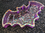 Resin Bat Tray - Purple with Multicolor Glitter