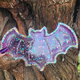 Resin Bat Tray - Purple with Multicolor Glitter