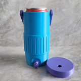 Can Cooler Holder 12 oz Slim - Cyan Blue and Lavender Purple