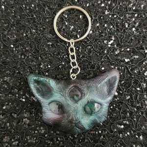 Resin 3 Eyed Cat Keychain - Multicolored