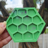 Resin Bee and Honeycomb Coaster Set - Green with Glitter