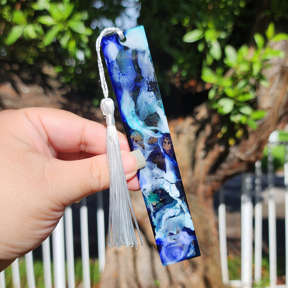 Resin Bookmark - Blue, White and Purple
