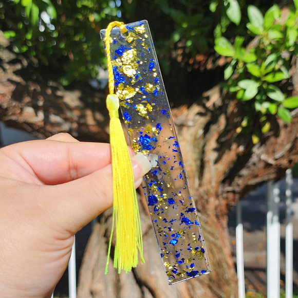 Resin Bookmark - Blue and Gold Flakies