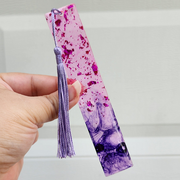 Resin Bookmark - Pink with Purple