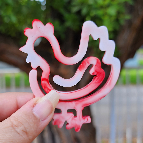 Resin Chicken Shaped Bookmark - Red and White