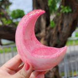 Crescent Moon Tealight Holder - Baby Pink with Pink Holographic Glitter
