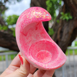 Crescent Moon Tealight Holder - Baby Pink with Pink Holographic Glitter
