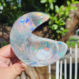 Resin Crescent Moon Tealight Holder - Iridescent