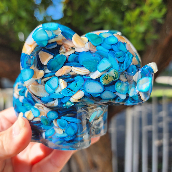 Resin Elephant Planter - Crushed Shells
