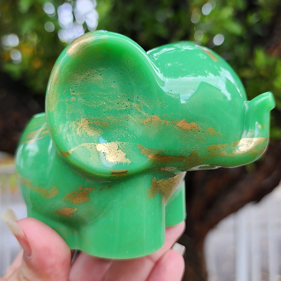 Elephant Planter - Jade and Gold Marbled