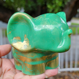Resin Elephant Planter - Jade and Gold Marbled