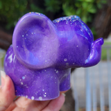 Resin Elephant Planter - Purple and Holographic Glitter