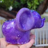 Resin Elephant Planter - Purple and Holographic Glitter