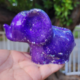 Resin Elephant Planter - Purple and Holographic Glitter