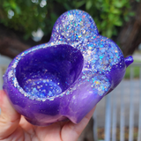 Resin Elephant Planter - Purple and Holographic Glitter