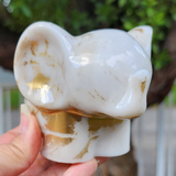 Resin Elephant Planter - White and Gold Marbled
