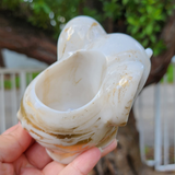 Resin Elephant Planter - White and Gold Marbled