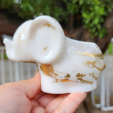 Resin Elephant Planter - White and Gold Marbled