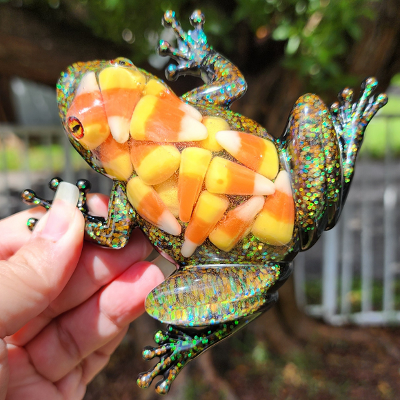Resin Frog - Candy Corn