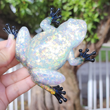 Resin Frog - Opal Glitter with Black