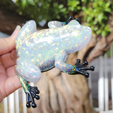 Resin Frog - Opal Glitter with Black