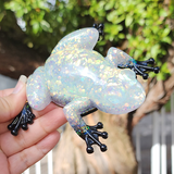 Resin Frog - Opal Glitter with Black