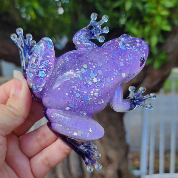 Resin Frog - Purple and Holographic Glitter