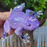 Resin Frog - Purple and Holographic Glitter