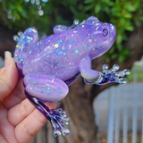 Resin Frog - Purple and Holographic Glitter