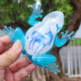 Resin Frog - Unicorn with Blue Glow in the Dark Pebbles
