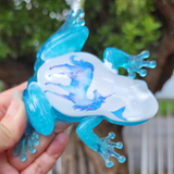 Resin Frog - Unicorn with Blue Glow in the Dark Pebbles