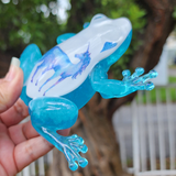 Resin Frog - Unicorn with Blue Glow in the Dark Pebbles