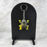 Resin Frog Keychain - Black and Yellow with Glitter