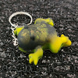 Resin Frog Keychain - Black and Yellow with Glitter