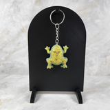 Resin Frog Keychain - Green with Gold Glitter