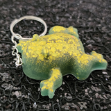 Resin Frog Keychain - Green with Gold Glitter