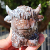 Resin Highland Cow Planter - Brown and White