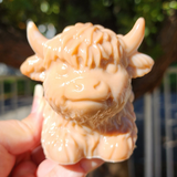 Resin Highland Cow Planter - Tan and White