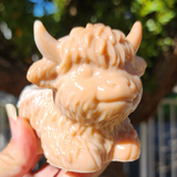 Resin Highland Cow Planter - Tan and White
