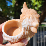 Resin Highland Cow Planter - Tan and White
