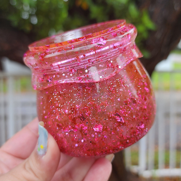 Jam Jar Trinket - Pink with Glitter