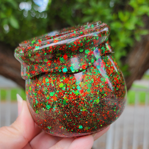 Resin Jam Jar Trinket Storage - Christmas Themed Glitter