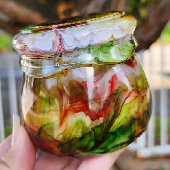 Jam Jar Trinket Storage - Colorful Swirls